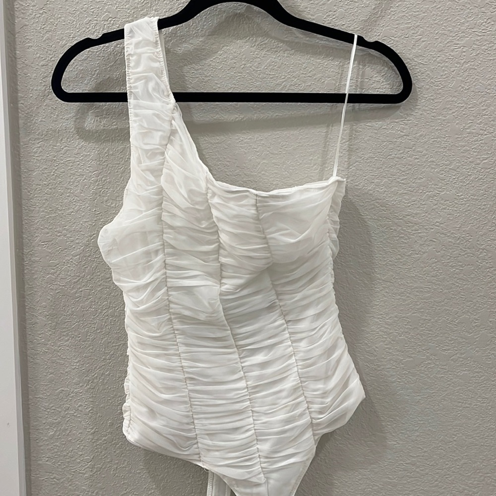 Ruched White Bodysuit | BRIDE